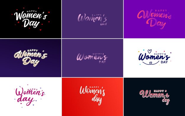Logotipo abstracto del Día de la Mujer Feliz con un diseño vectorial de amor en colores rosa, rojo y negro
