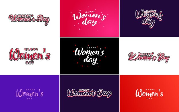 Logotipo abstracto del Día de la Mujer Feliz con un diseño vectorial de amor en colores rosa, rojo y negro