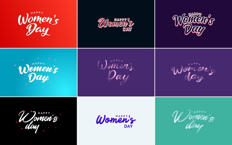 Vector gratuito logotipo abstracto del día de la mujer feliz con un diseño vectorial de amor en colores rosa, rojo y negro