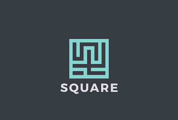 Logotipo abstracto de square maze labyrinth. estilo lineal.