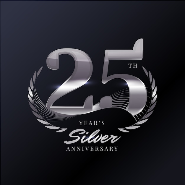 Logotipo de aniversario de plata degradado