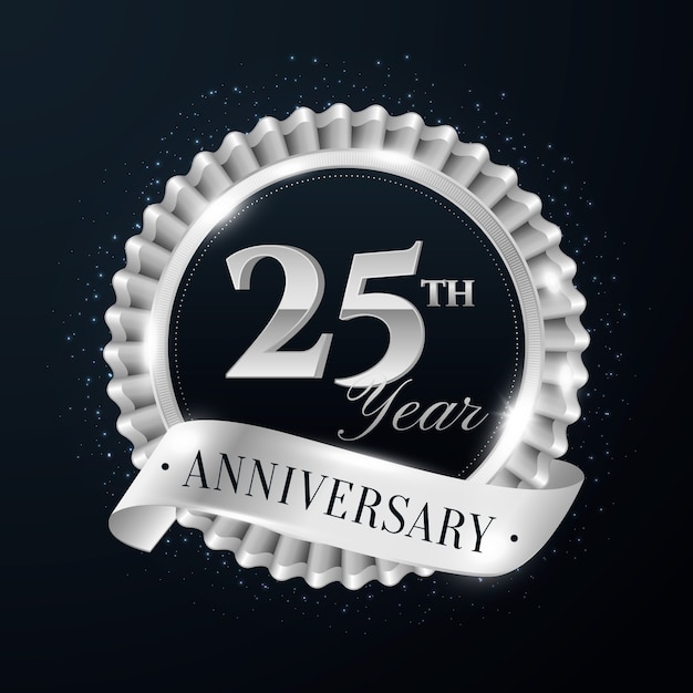 Logotipo de aniversario de plata realista
