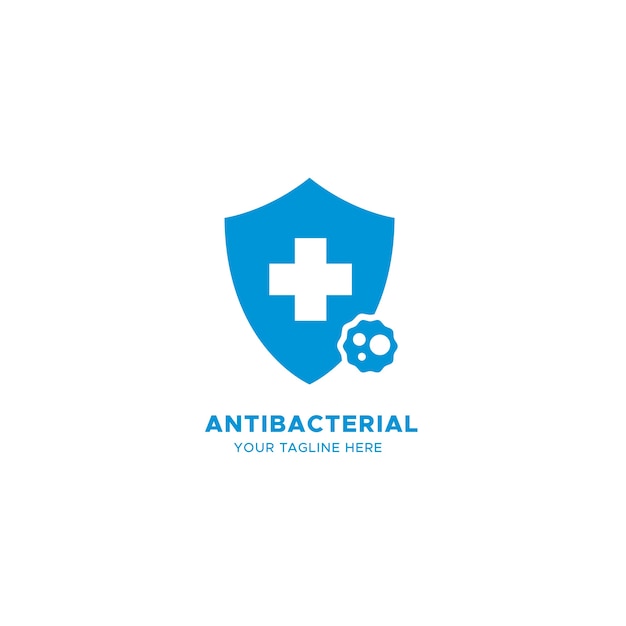 Logotipo antibacteriano azul con cruz