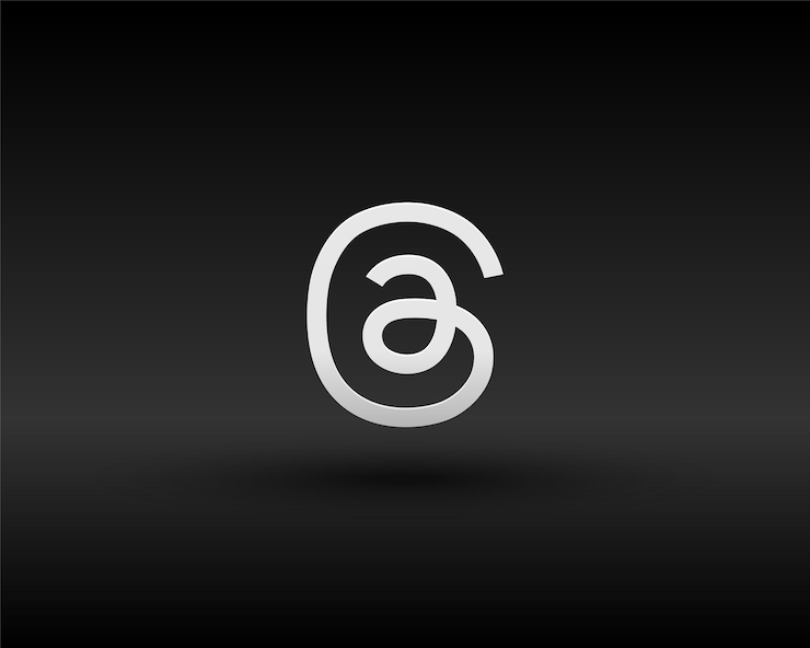 Vector gratuito logotipo de la aplicación threads sobre fondo vectorial negro