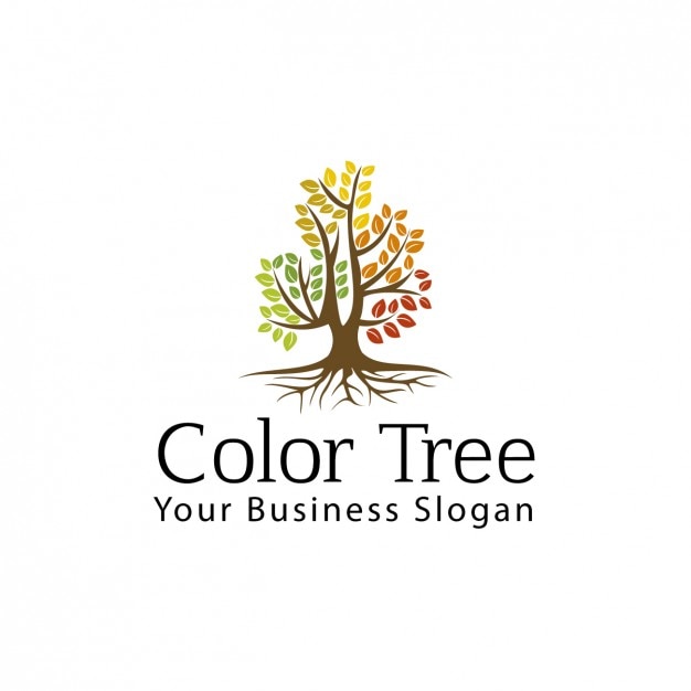 Vector gratuito logotipo del árbol del color