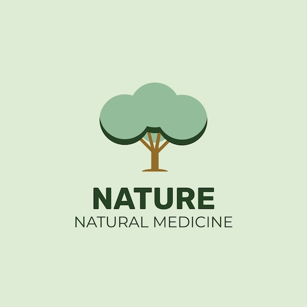 Vector gratuito logotipo de árbol de medicina natural plana
