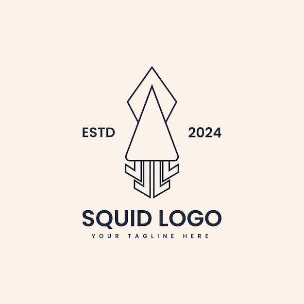 Logotipo artístico de la línea de calamar