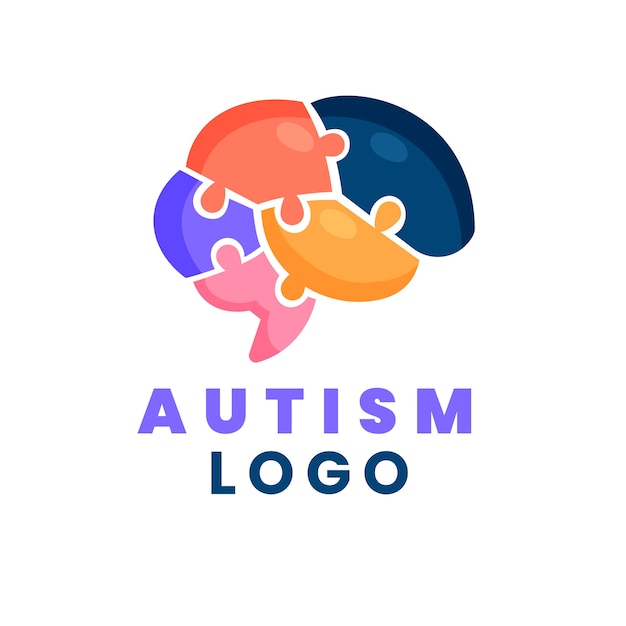 Logotipo de autismo de diseño plano dibujado a mano