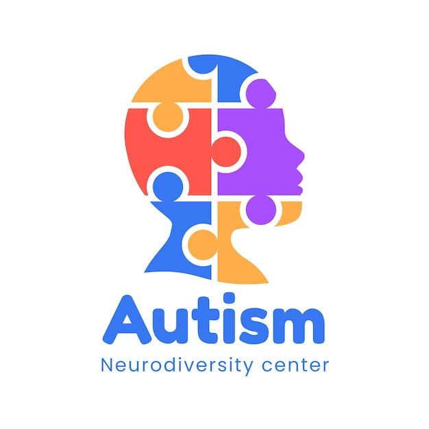 Vector gratuito logotipo de autismo de diseño plano dibujado a mano