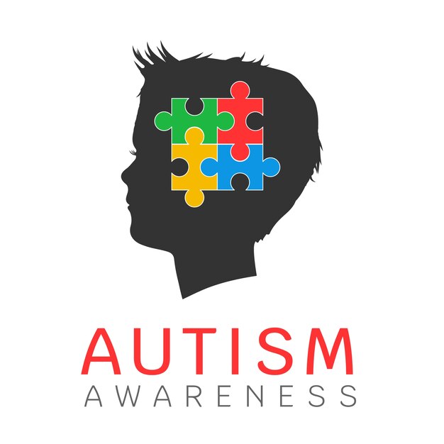 Logotipo de autismo de diseño plano de salud