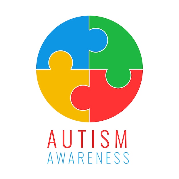 Logotipo de autismo de diseño plano de salud