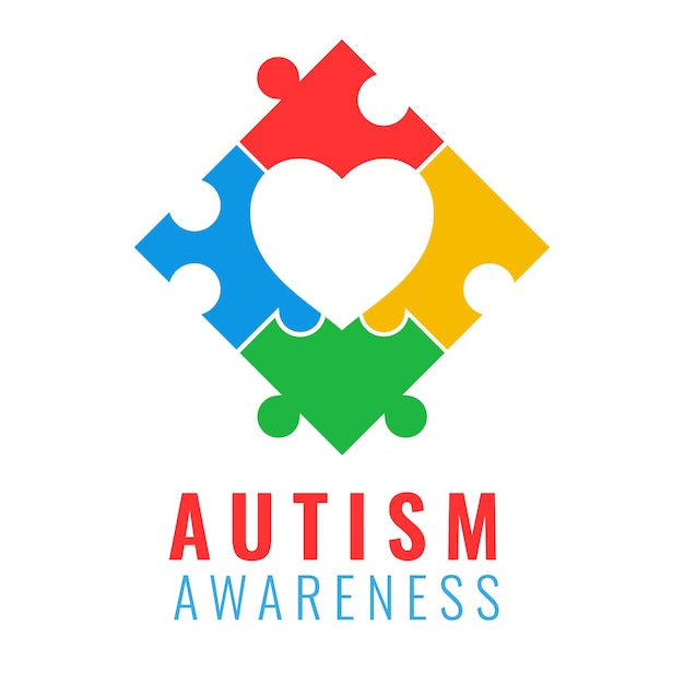 Logotipo de autismo de diseño plano de salud