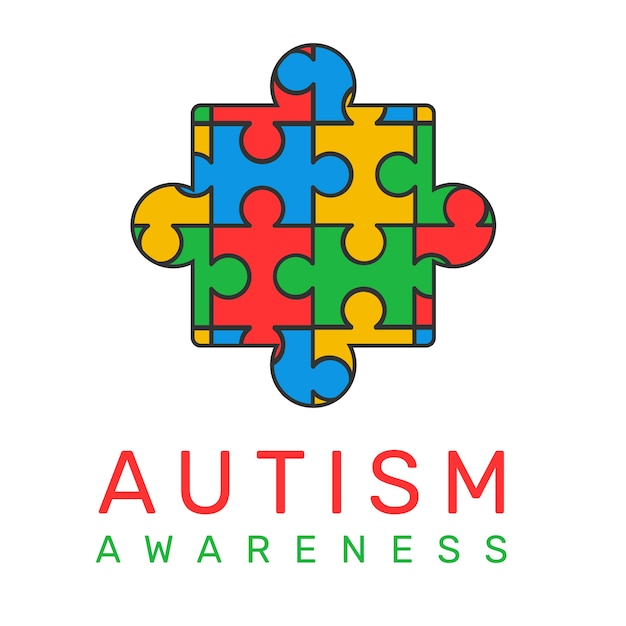 Logotipo de autismo de diseño plano de salud