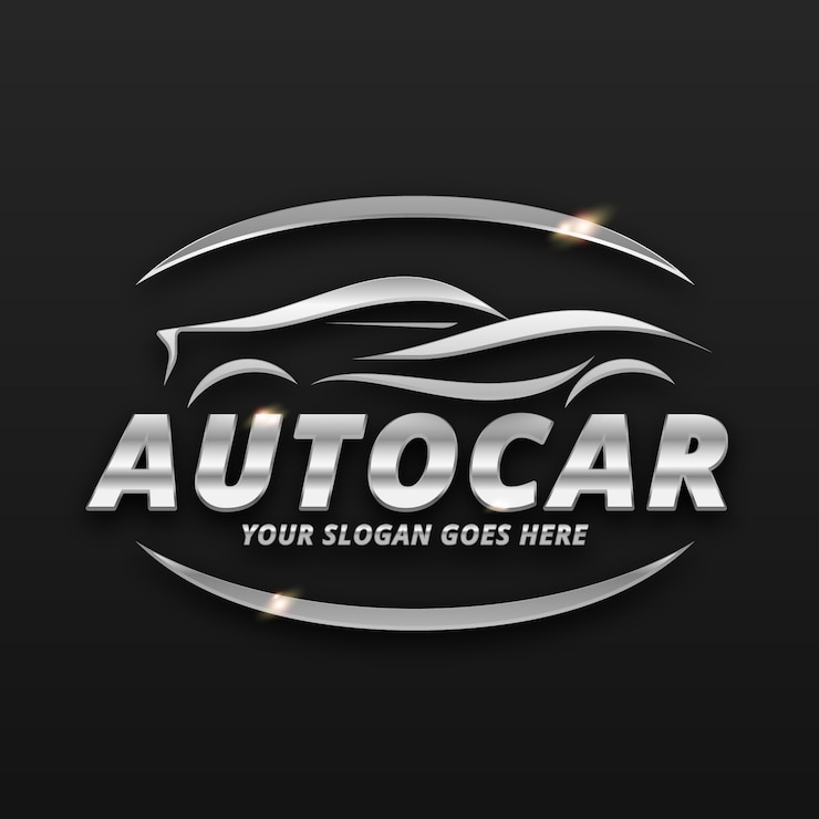 Vector gratuito logotipo de automóvil metálico realista