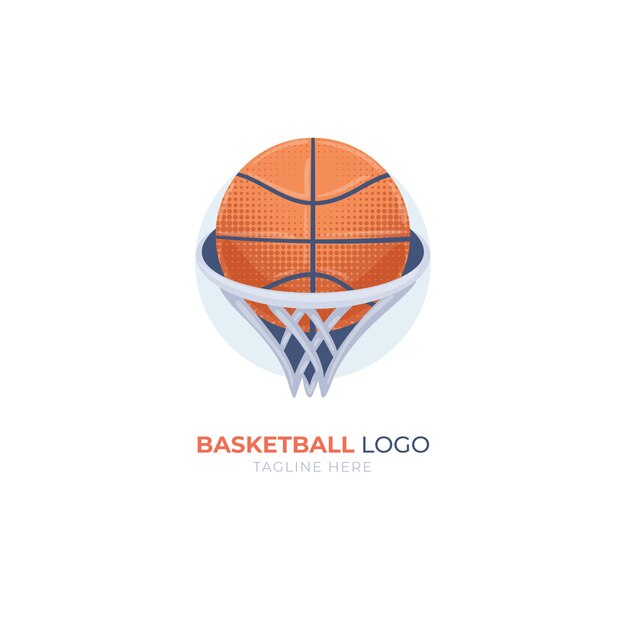 Logotipo de baloncesto de diseño plano dibujado a mano