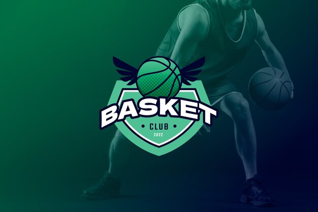 Logotipo de baloncesto de diseño plano