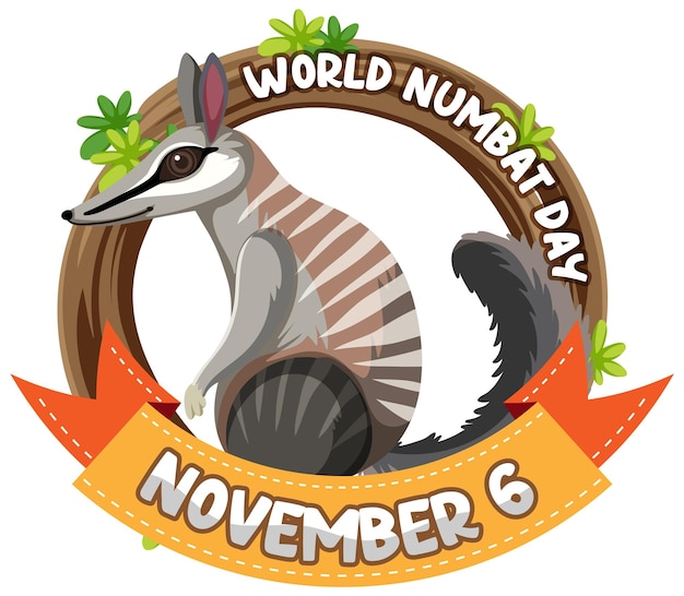 Vector gratuito logotipo de la bandera del día mundial de numbat