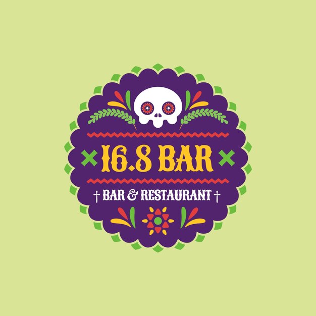 Logotipo de bar mexicano dibujado a mano