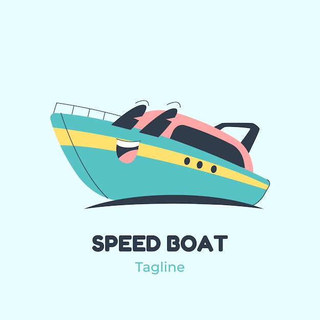 Logotipo de barco de diseño plano