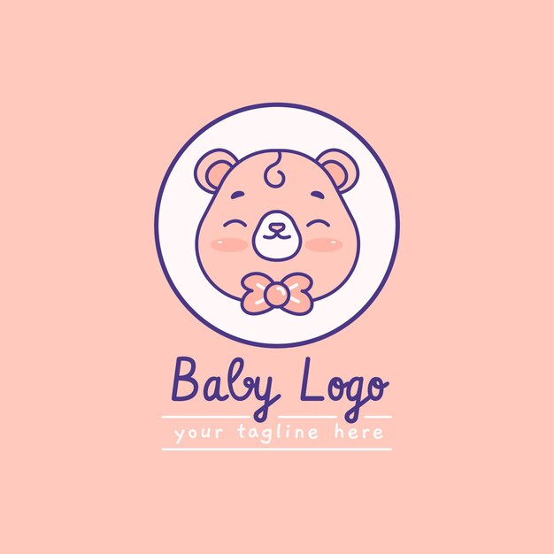 Logotipo de bebé detallado con lema