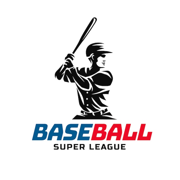 Logotipo de béisbol de diseño plano dibujado a mano
