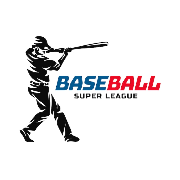 Logotipo de béisbol de diseño plano dibujado a mano