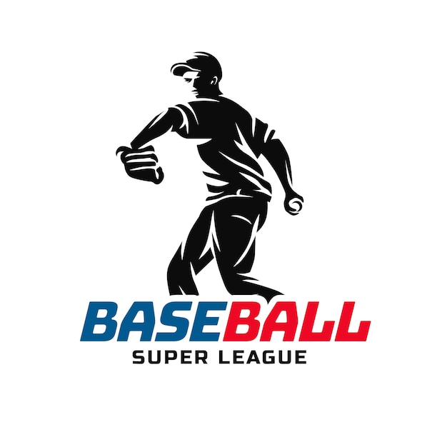 Logotipo de béisbol de diseño plano dibujado a mano