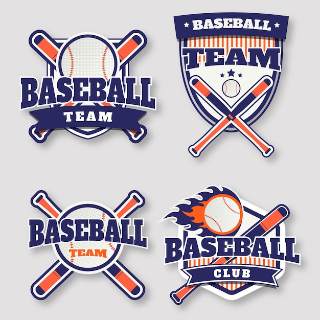 Vector gratuito logotipo de béisbol de diseño plano dibujado a mano