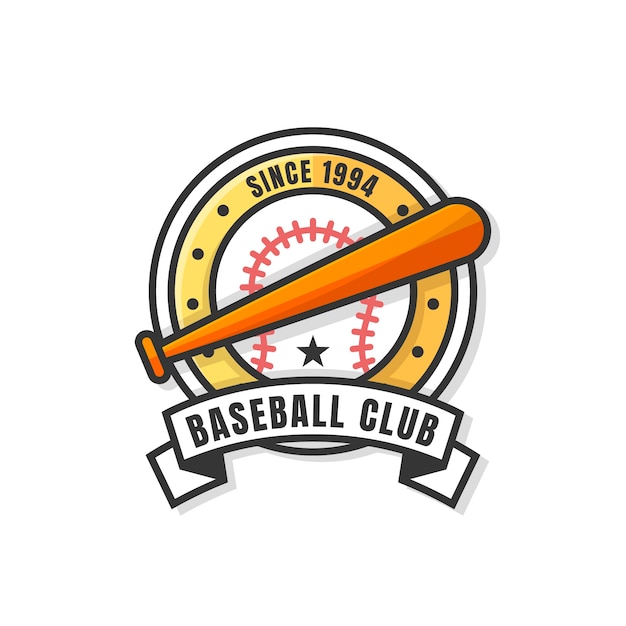 Logotipo de béisbol de diseño plano dibujado a mano