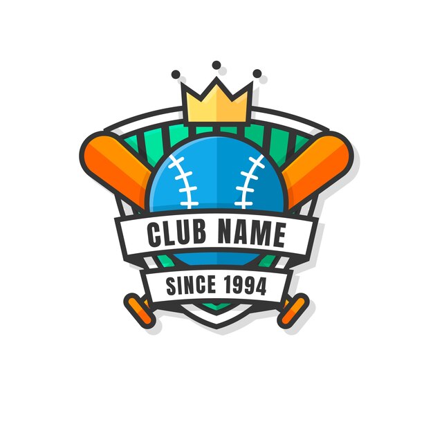 Logotipo de béisbol de diseño plano dibujado a mano