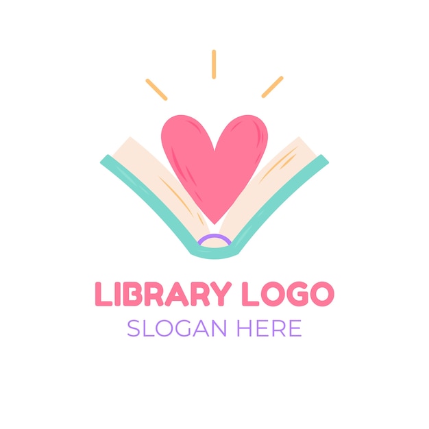 Logotipo de biblioteca de diseño plano dibujado a mano