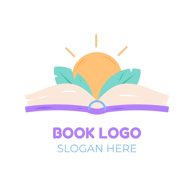 Logotipo de biblioteca de diseño plano dibujado a mano