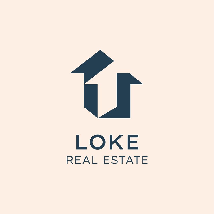 Vector gratuito logotipo de bienes raíces de loke geométrico