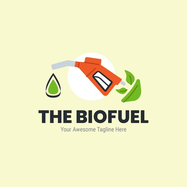 Logotipo de biocombustible de diseño plano dibujado a mano