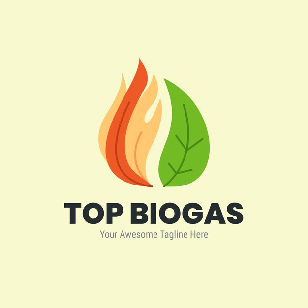 Logotipo de biogás de diseño plano dibujado a mano