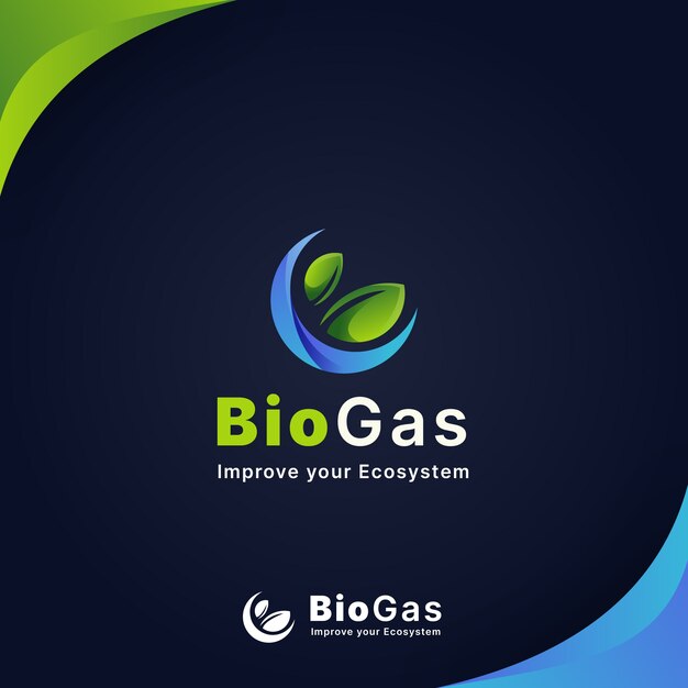 Logotipo de biogás de la industria de gradiente