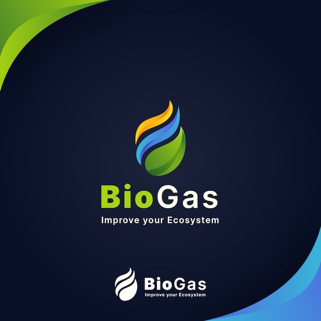 Logotipo de biogás de la industria de gradiente