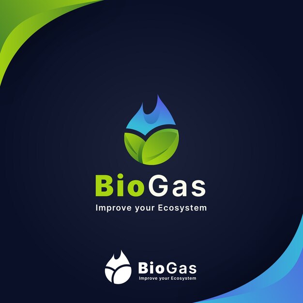 Logotipo de biogás de la industria de gradiente