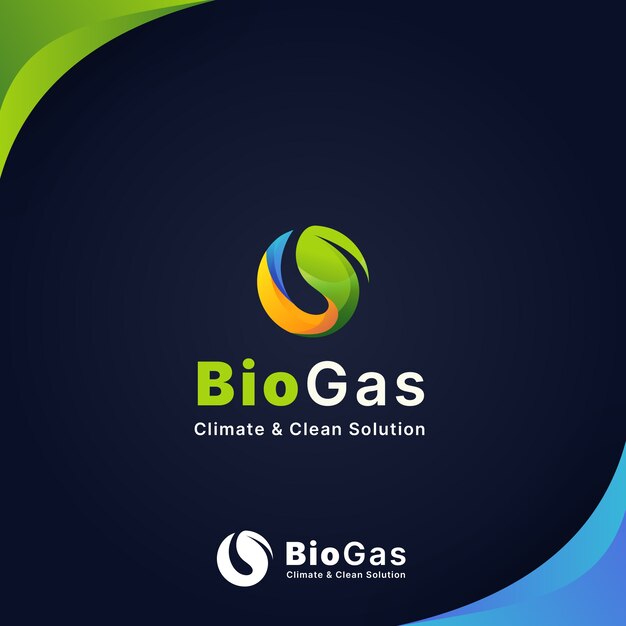 Logotipo de biogás de la industria de gradiente