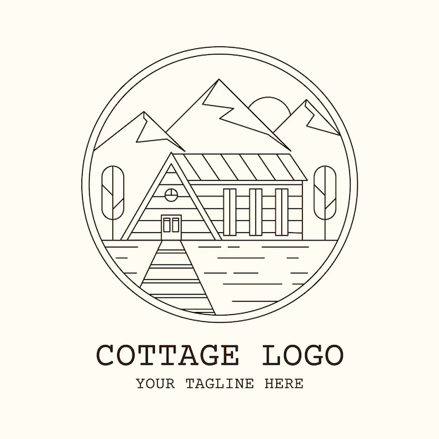 Logotipo de cabaña dibujado a mano