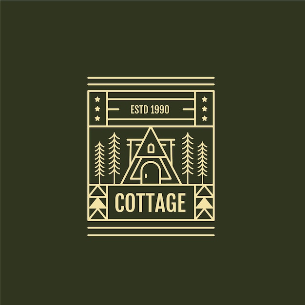Logotipo de cabaña plana