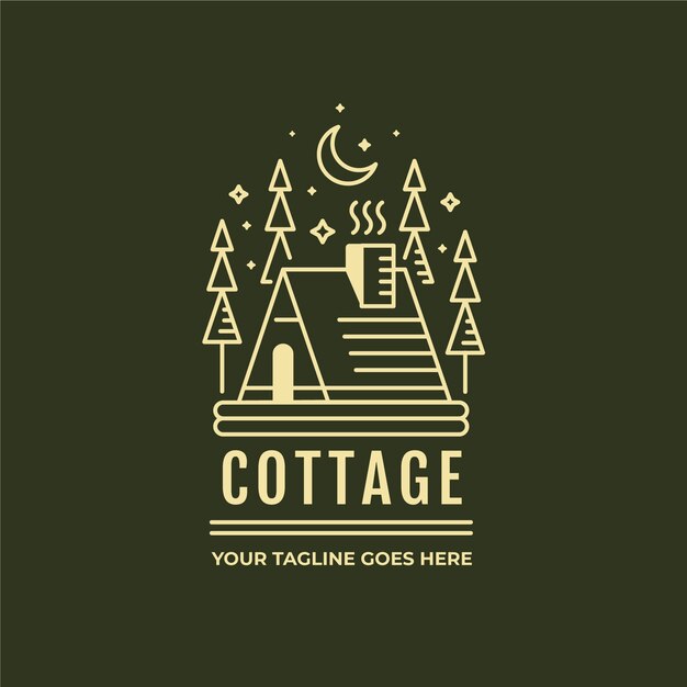 Logotipo de cabaña plana