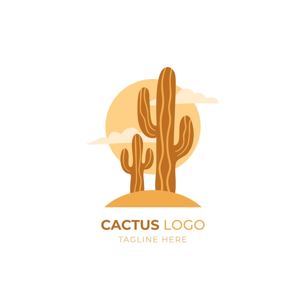 Vector gratuito logotipo de cactus de diseño plano dibujado a mano