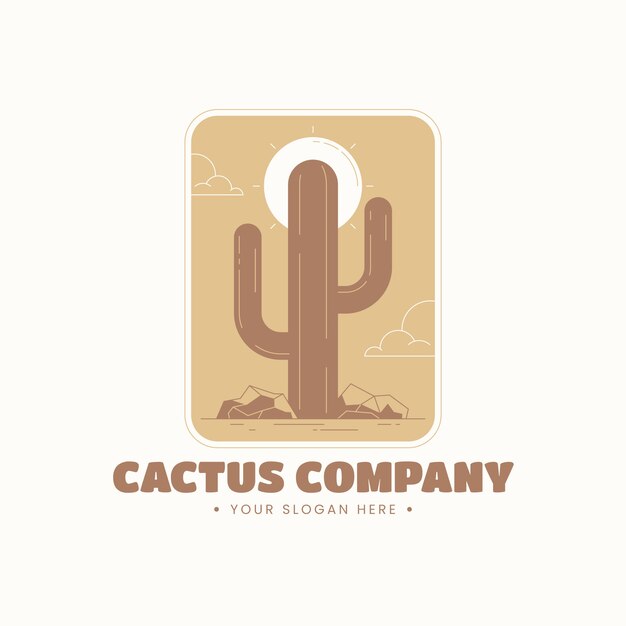 Logotipo de cactus de diseño plano