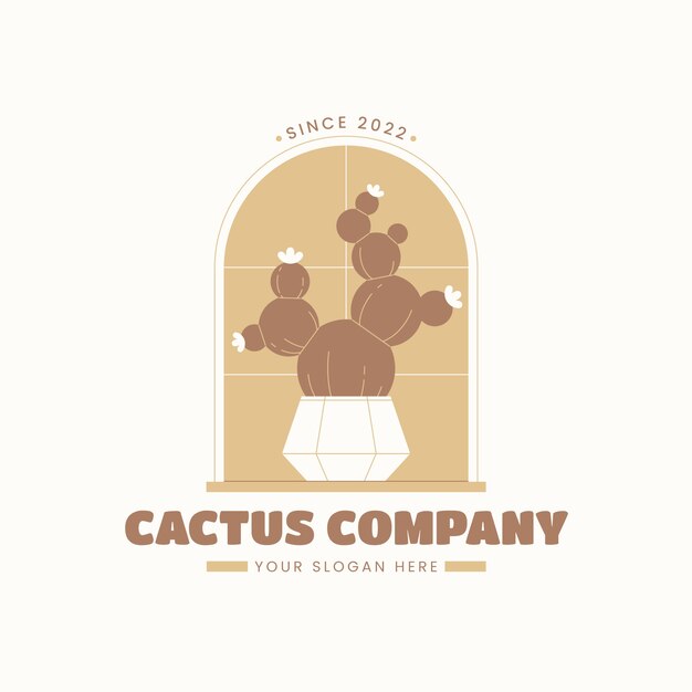 Logotipo de cactus de diseño plano