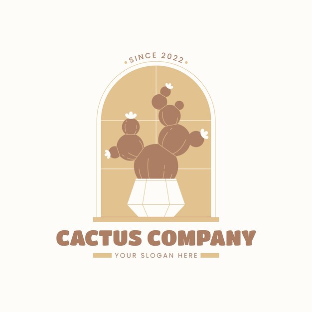 Vector gratuito logotipo de cactus de diseño plano