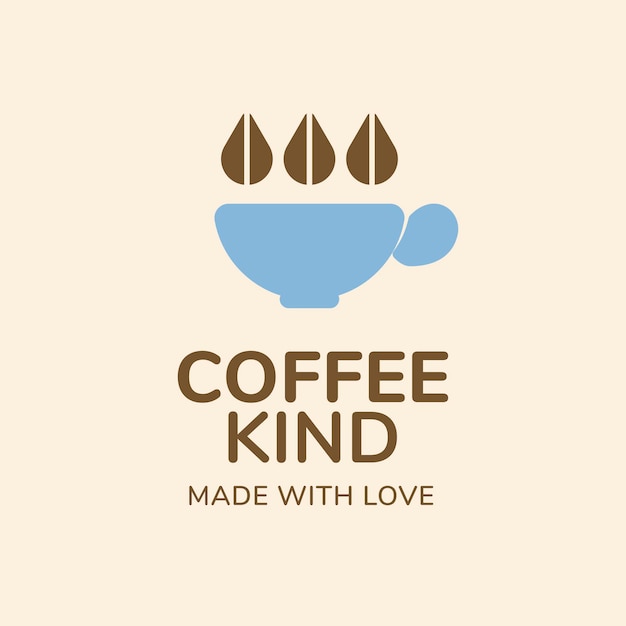 Logotipo de cafetería, plantilla de negocio de alimentos para vector de diseño de marca, tipo de café hecho con texto de amor