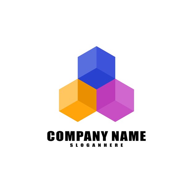 logotipo de caja geométrica colorida