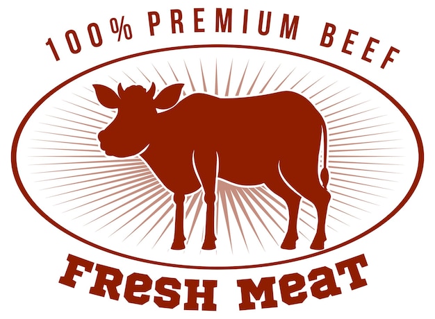 Logotipo de carne de res premium de carne fresca