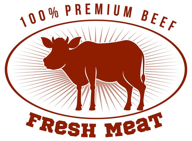 Logotipo de carne de res premium de carne fresca